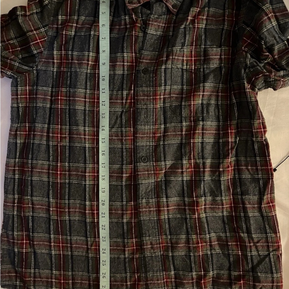 L.L. Bean Gray and Red Plaid Flannel shirt. Size medium - Picture 8 of 9